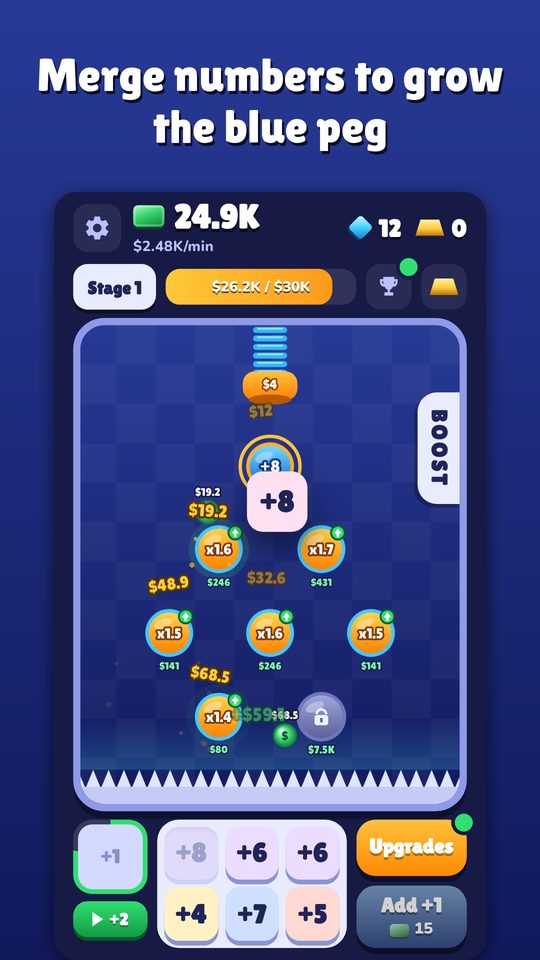 Dragging a number onto the blue peg